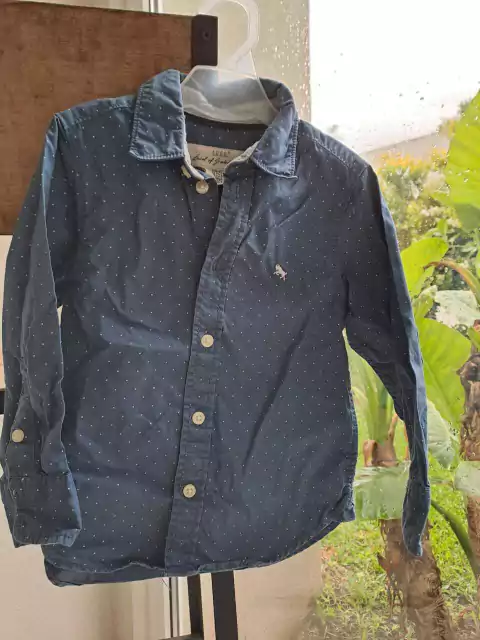 18/24M | Camisa ML celeste c lunares blancos - H&M - Talle 1 1/2-2 años