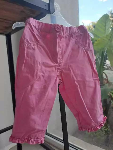 3M | Pantalón rosa cintura elástica , voladitos abajo- Talle 3 meses
