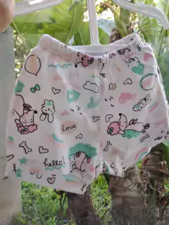 1/3M |Set remera de algodón blanca c letras rosas + short blanco c conejos - GRISINO - Talle 1-3 meses en internet