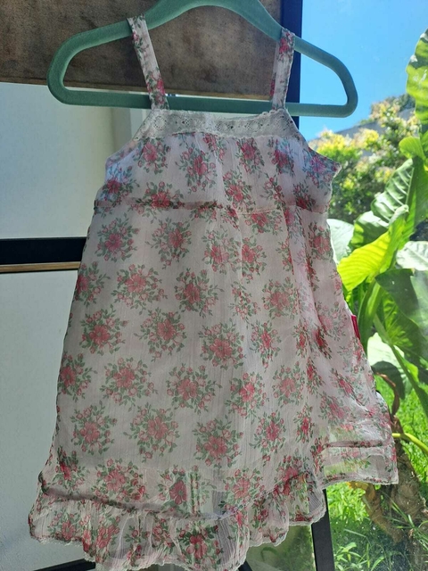 4A | Blusa de gasa transparente de flores rosas, forrada - CHEEKY - Talle 4 años