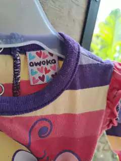 6M | Remera ML c volados, a rayas multicolor, c abeja - OWOKO - Talle 2 (6 meses) en internet