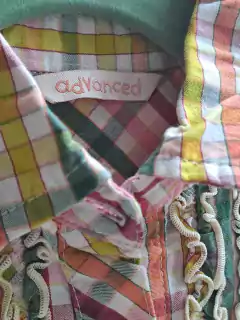6A | Camisa MC a cuadros rosa, amarillo y verde, volados - ADVANCED - Talle 6 años en internet
