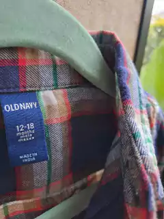 12/18M | Camisa ML escocesa, azul y naranja - OLD NAVY - Talle 12 a 18 meses - comprar online