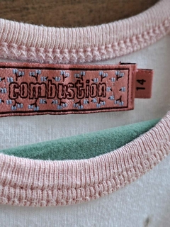 8A | Remera ML pijama, blanca y rosa c corazón y niño - Talle 14. Para 8 años. - comprar online