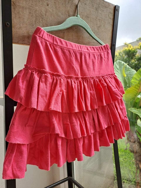 8A | Pollera de algodón rosa c volados en capas, cintura elástica - GAP kids - Talle 8 años