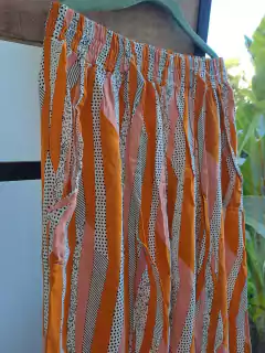 Pantalón tipo babucha c elastico y cinturon, a rayas naranja y rosa - Talle S de adulto. en internet