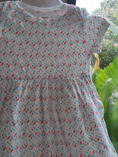 3M | Body c vestido MC blanco c guardas en rosa y verde agua - CARTERS - Talle 3 meses - comprar online