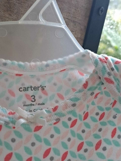 3M | Body c vestido MC blanco c guardas en rosa y verde agua - CARTERS - Talle 3 meses en internet