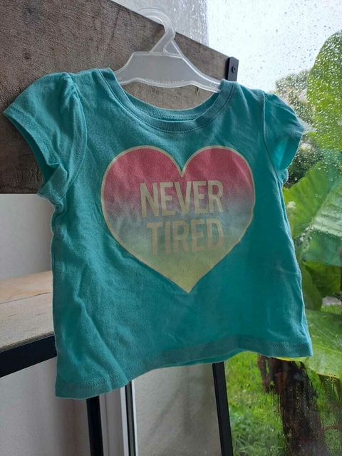 6/9M | Remera MC celeste c corazon rosa -PLACE-Talle 6a9 meses
