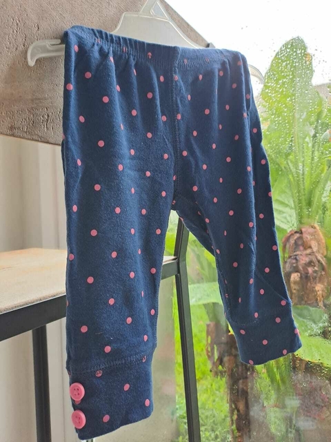 3M | Pantalon de algodón azul c lunares rosas y botones rosas abajo - CARTERS - Talle 3 meses