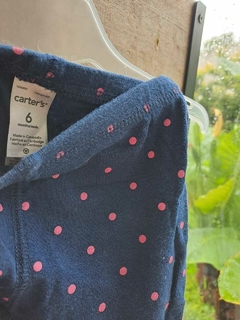 3M | Pantalon de algodón azul c lunares rosas y botones rosas abajo - CARTERS - Talle 3 meses - comprar online