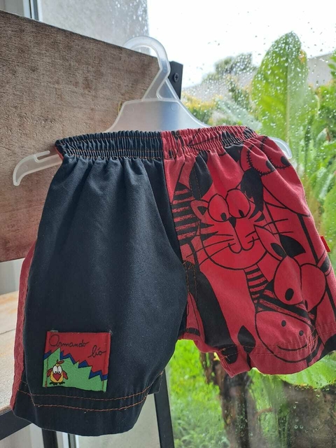 3/6M | Traje de baño rojo y negro - Talle 3 a 6 meses.
