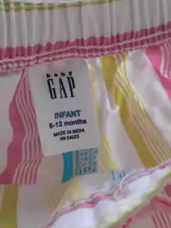 6/12M | Pantalón blanco a rayas amarillo, rosa y turquesa - baby GAP - Talle 6 a1 2 meses. - comprar online
