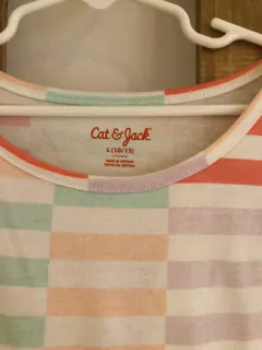 10/12A | Outlet- Vestido MC de algodón fondo blanco y rayas naranjas y lilas. CAT AND JACK. 10/12 años. - comprar online