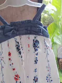 3/6M | Vestido SM bretel jean y pollera blanca c guardas rojo y azul+ bombachudo - baby GAP - Talle 3 a 6 meses - comprar online