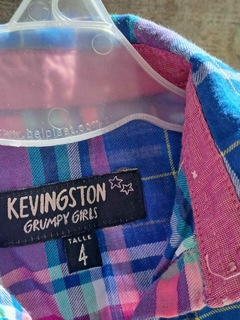 4A | Camisa SM a cuadros azul y rosa c tira en el centro para anudar -KEVINGSTON - Talle 4 años en internet