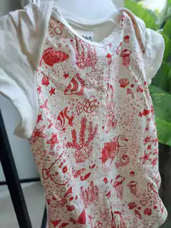 3/6M | Body MC blanco c animales de mar rojos - TROMPO - Talle 3 a 6 meses en internet