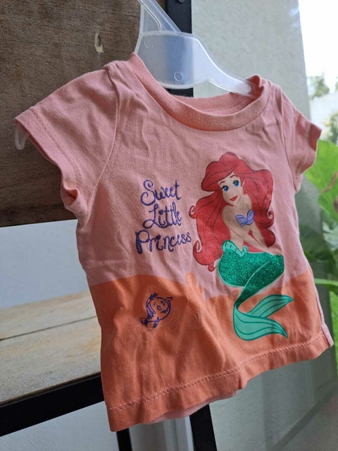 0/3M | Remera MC salmón "La Sirenita" glitter- DISNEY - Talle 0a3 meses