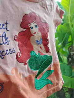 0/3M | Remera MC salmón "La Sirenita" glitter- DISNEY - Talle 0a3 meses - comprar online