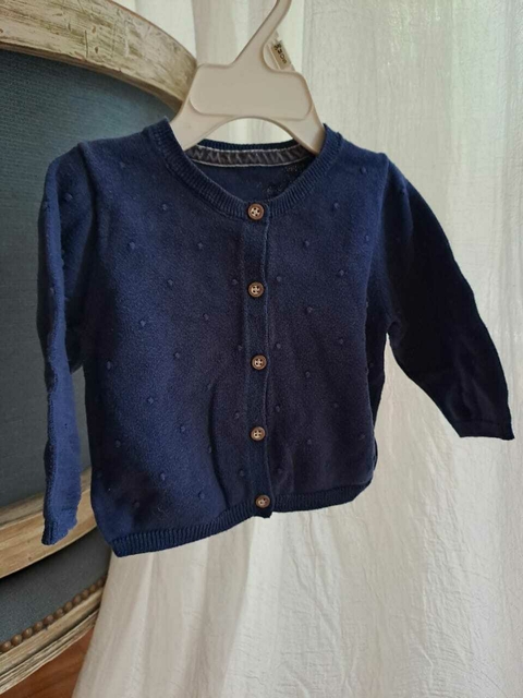 3/6M | Sweater prendido azul c apliques de bolitas - MATALAN - Talle 3 a 6 meses