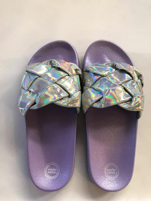 T36/37 | Chanclas plateadas y lilas. WONDER NATION. 36/37.