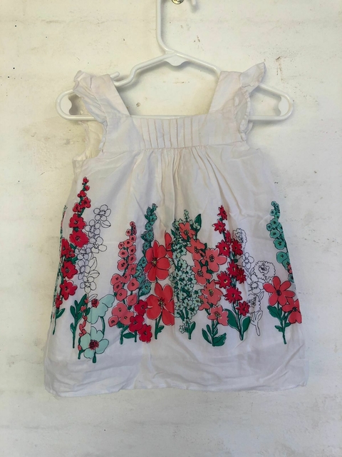 3/6M | Vestido blanco con flores rojas. GYMBOREE. Talle 3/6 meses.