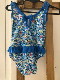 12/18M | Traje de baño azul con flores y volados. TEX. 12/18 meses. - comprar online