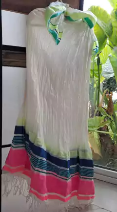 Pashmina crudo y rayas de color c flecos - en internet