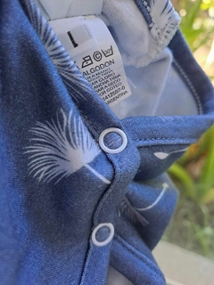 1/3M | Body ML tipo vestido de algodón, azul c hojas blancas - SORVO - 1/3 meses, en internet