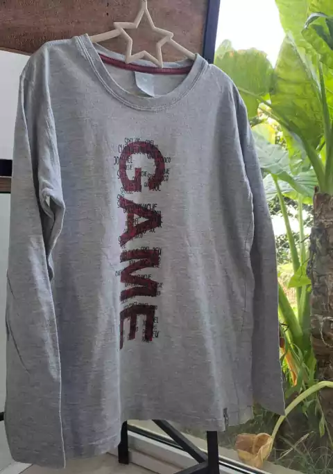 12A | Remera ML gris c letras bordó - MIMO - Talle 12 años