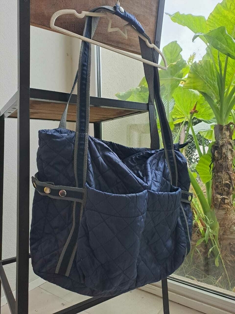 RN | Bolso maternal azul impermeable, interior azul a lunares blancos - BABY COTTONS - Talle RN