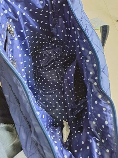 RN | Bolso maternal azul impermeable, interior azul a lunares blancos - BABY COTTONS - Talle RN - Lo Canto • Moda Circular