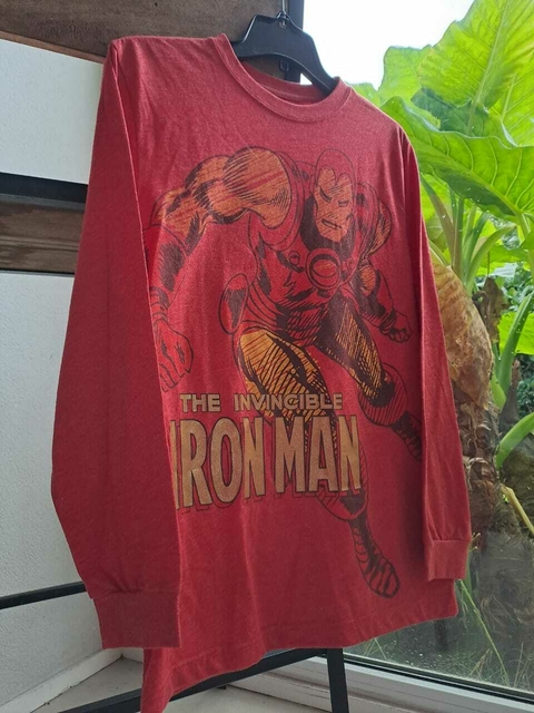 14A | Remera de algodón roja ML "Iron Man" - COLLECTABILITEES - Talle XL de niños. 14 años o S de adulto,