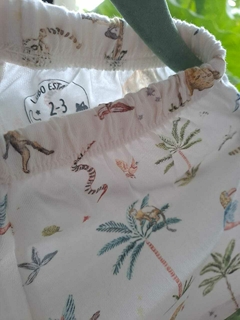 NUEVO 2A | Pijama blanco c motivo "Selva" de algodón, 2 piezas: remera MC y short - LOBO ESTA - Talle 2 años en internet