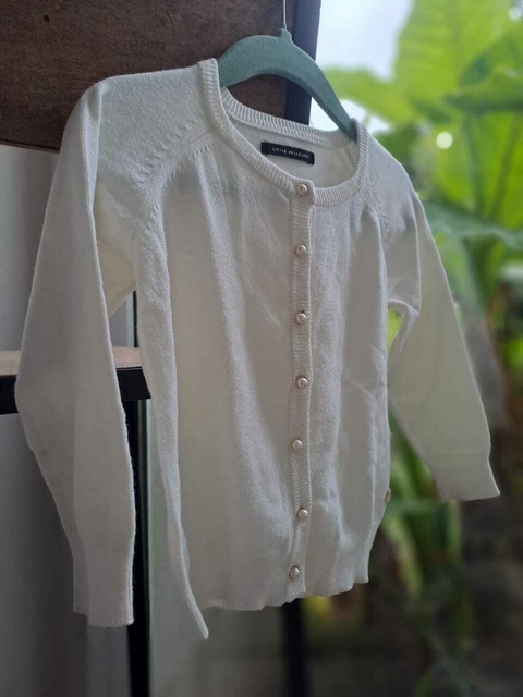 18M | Outlet- Sweater blanco prendido c perlitas - LITTLE AKIABARA - Talle 18 meses