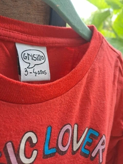 3/4A | Remera ML roja c corazon en bco c rosa y turquesa - GRISINO - Talle 3-4 años - comprar online