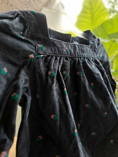 0/3M | Vestido ML azul corderoy c florcitas rosas- GAP -Talle: 0a3 meses en internet