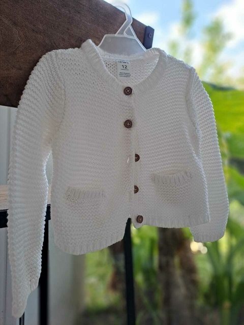 Sweater prendido de hilo blanco -CARTERS - Talle 12 meses