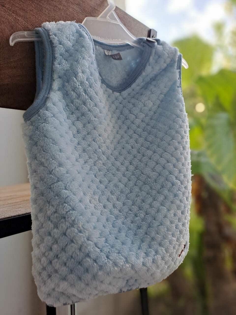 Chaleco celeste de plush panal - SUMMY - Talle 6a9 meses