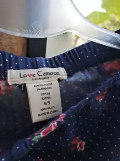 Pantalon elastizado azul c lunares y florcitas rojas - LOVE CAMERON - Talle 4-5 años en internet