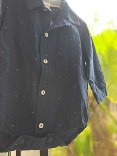 3M | Body camisero ML azul c hojitas verdes - PCM -Talle 3 meses - comprar online