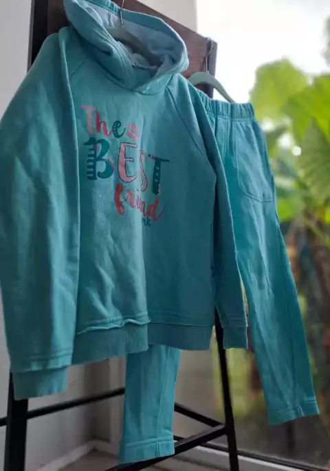 8A | Set: Buzo c capucha+pantalón algodón celeste - WEAK MEAK - Talle 8 años