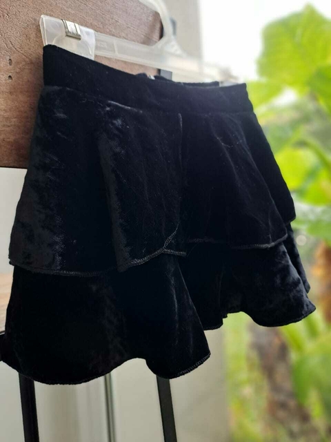 4A | Pollera de volados terciopelo negro, cintura regulable - PAULA CAHEN D ANVERS - Talle 4 años