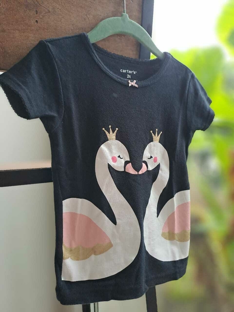 Remera gris oscuro MC 2 flamencos - CARTERS - Talle 2 años