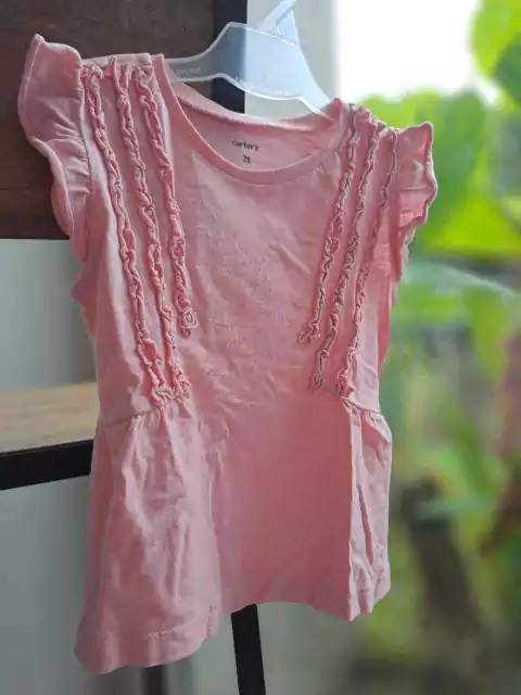 Remera MC rosa , volados en laterales y hombro - CARTERS - Talle: 2 años