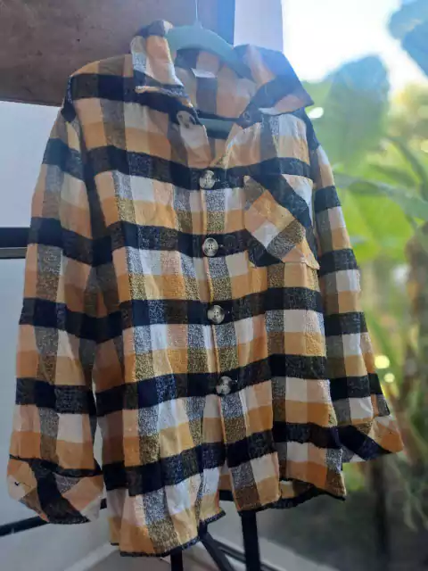 Camisa leñadora abrigada en amarillo negro y blanco - LE UTHE - Talle 10 años