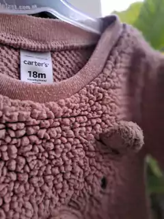 Outlet-Set: buzo y pantalón rosa viejo, corderito. Cara de osito- CARTERS - Talle 18 meses en internet