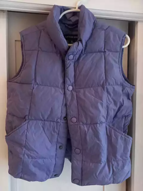Chaleco lila de plumas, LANDSEND. 5/6 años.