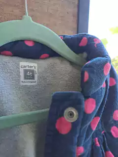 Chaleco azul con lunares rosas de corderoy y polar. CARTERS. 4 años. - comprar online