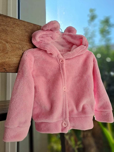 Buzo rosa de algodón peludito adentro - BESU BABY - 6 meses.